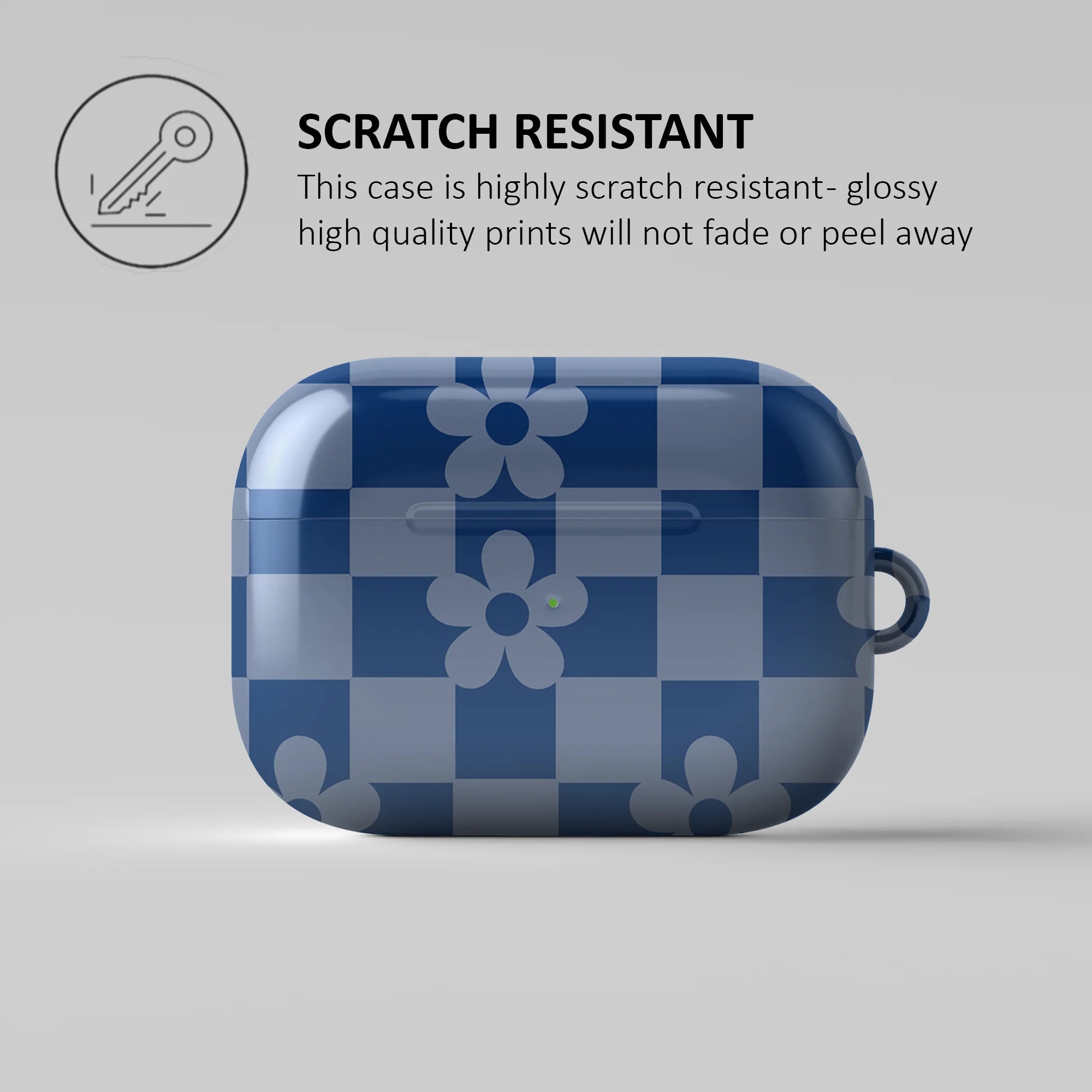 BLUE CHECKERS BLOOM - AIRPOD CASE