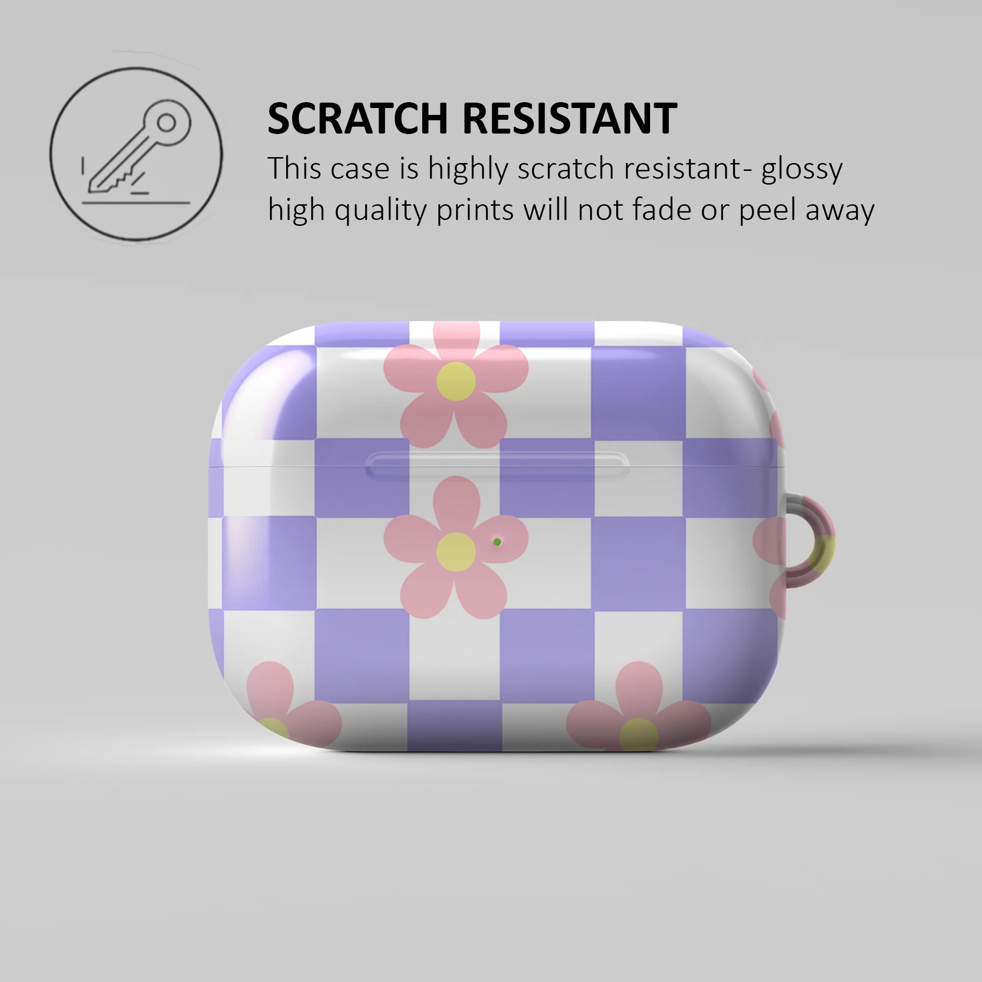 PURPLE CHECKERS BLOOM - AIRPOD CASE