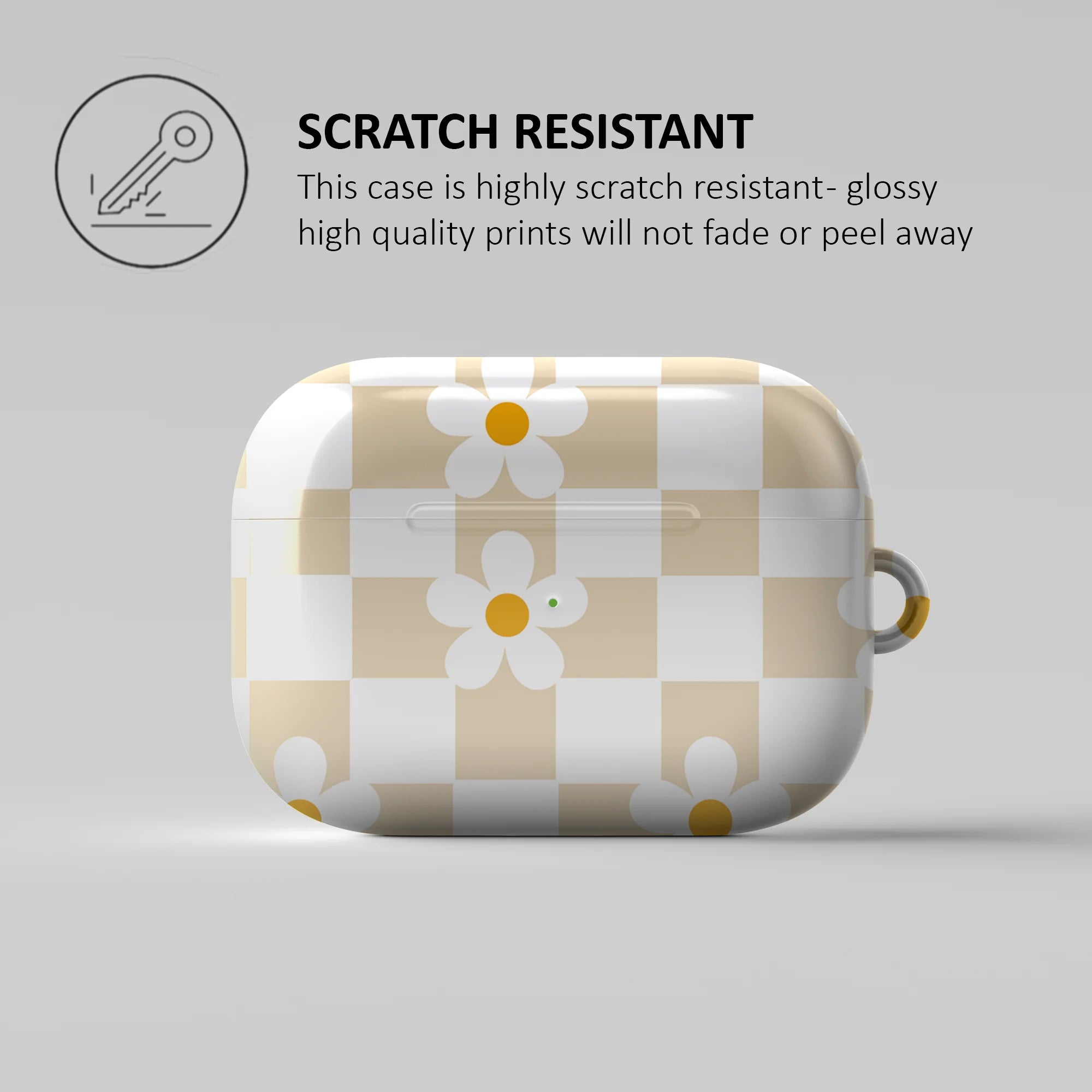 WHITE CHECKERS BLOOM - AIRPOD CASE