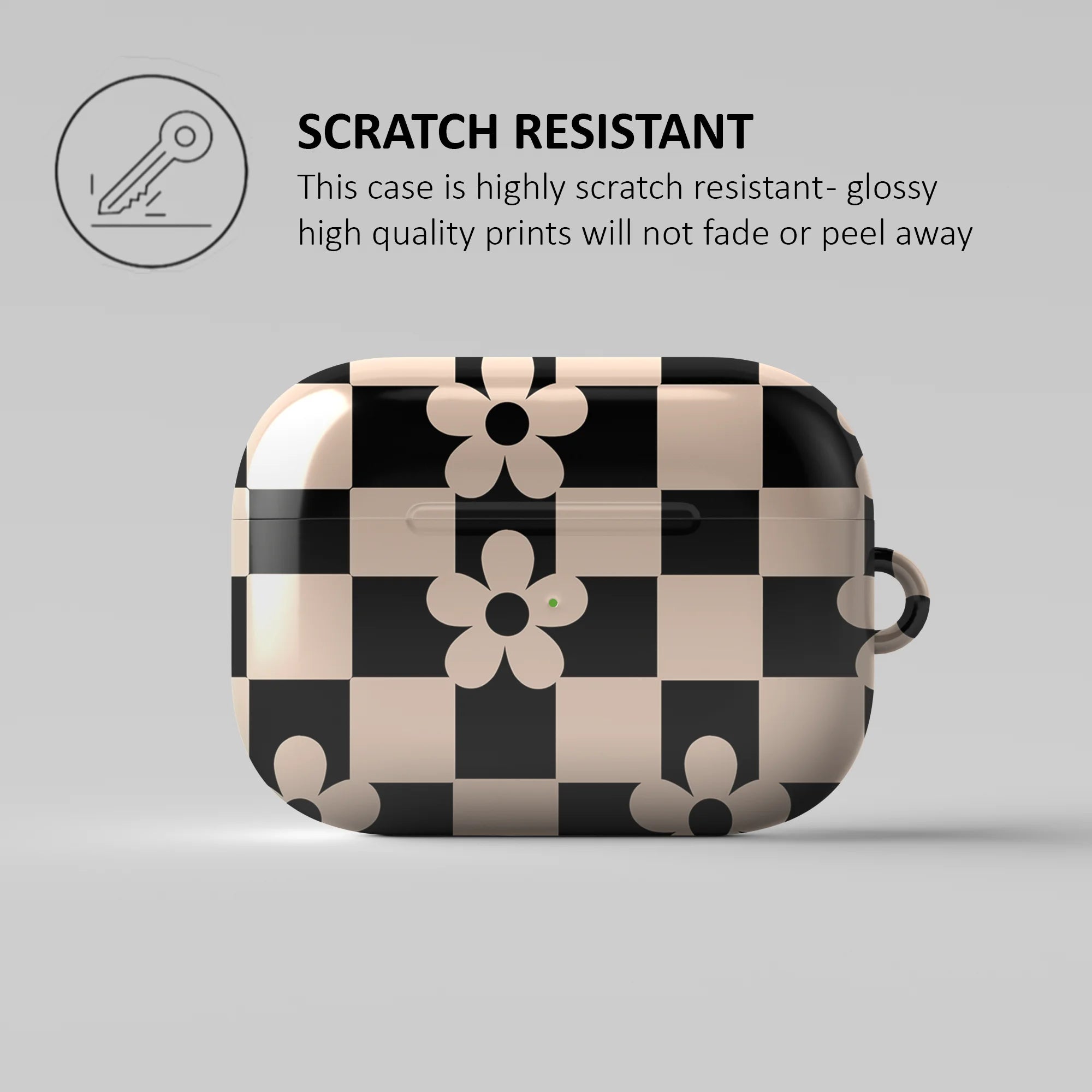 BEIGE CHECKERS BLOOM - AIRPOD CASE